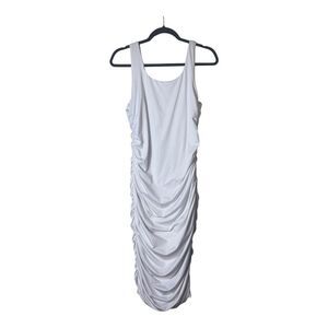 0022. Women's White Sleeveless Midi Dress L Formal Summer Wear